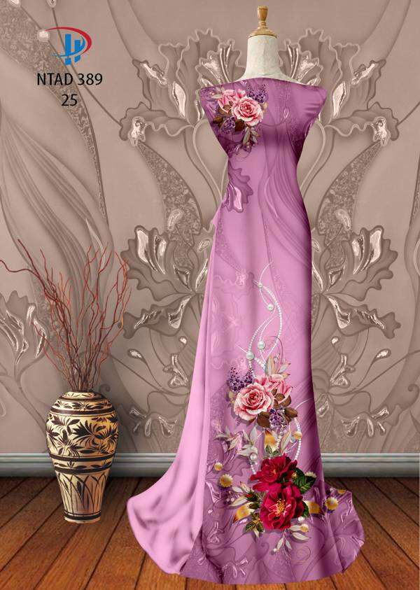 Vải Áo Dài Hoa Hồng Thiết Kế 2021 AD NTAD389 65 Vải Áo Dài Hoa Hồng Thiết Kế 2021 AD NTAD389