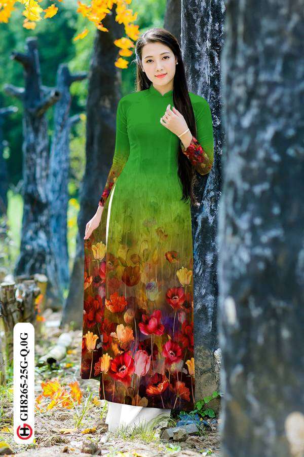 Vải Áo Dài Hoa In 3D Độc Đáo AD GH8265