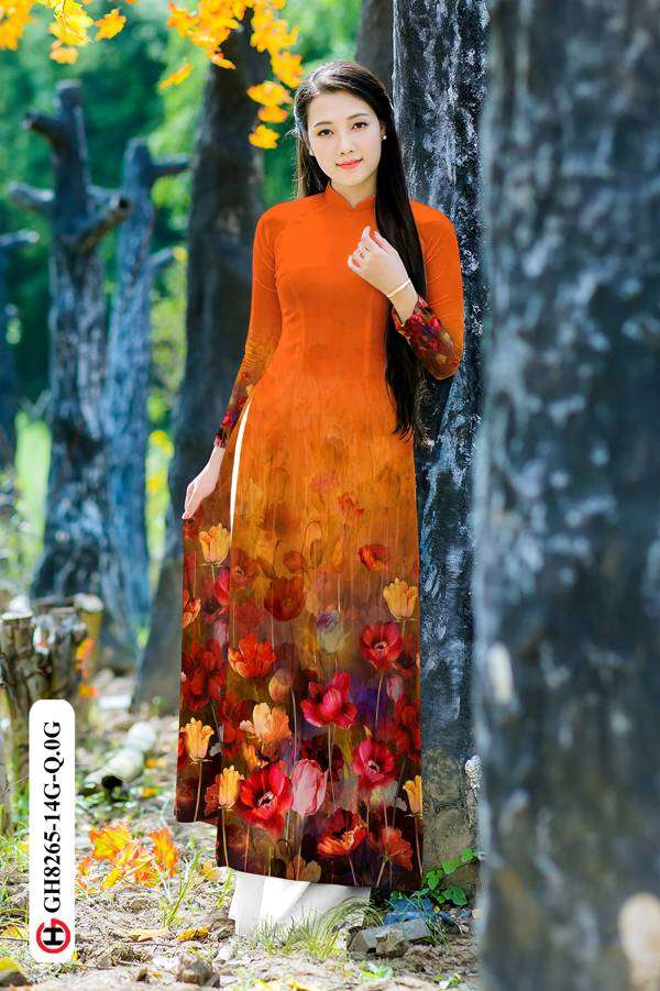 Vải Áo Dài Hoa In 3D Độc Đáo AD GH8265