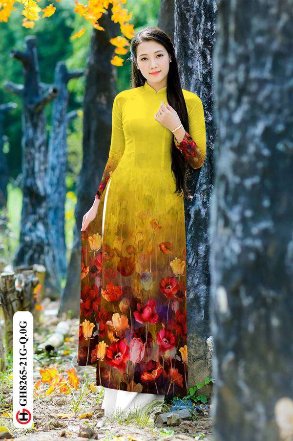 Vải Áo Dài Hoa In 3D Độc Đáo AD GH8265