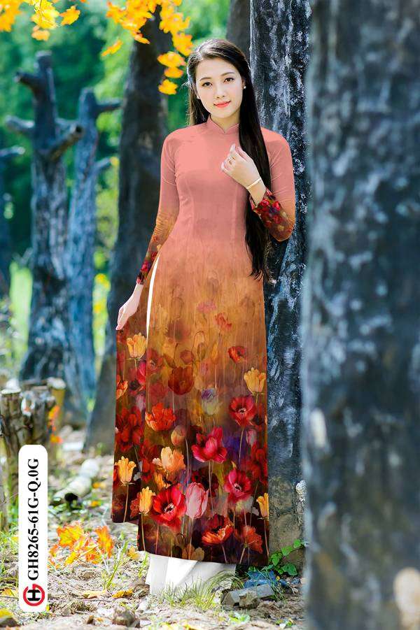 Vải Áo Dài Hoa In 3D Độc Đáo AD GH8265