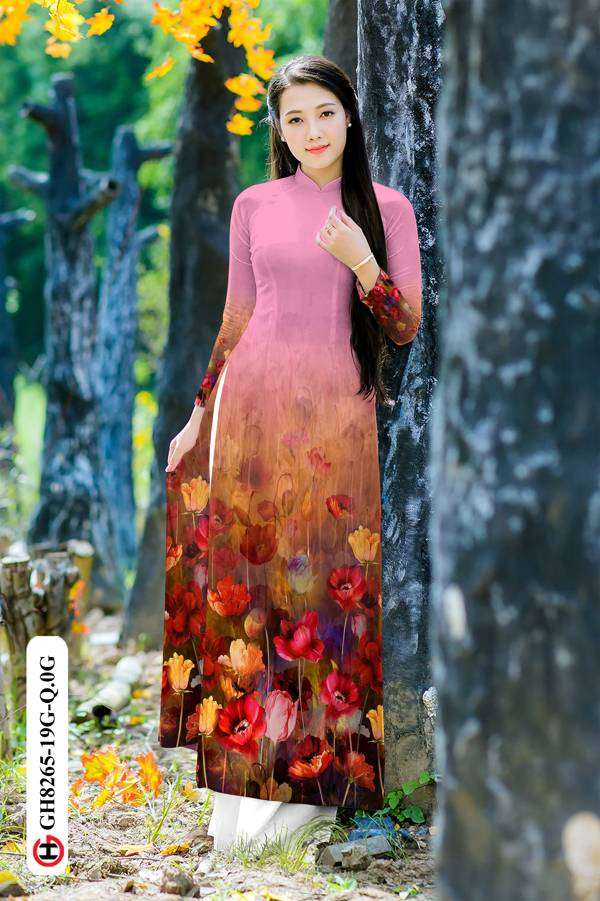 Vải Áo Dài Hoa In 3D Độc Đáo AD GH8265