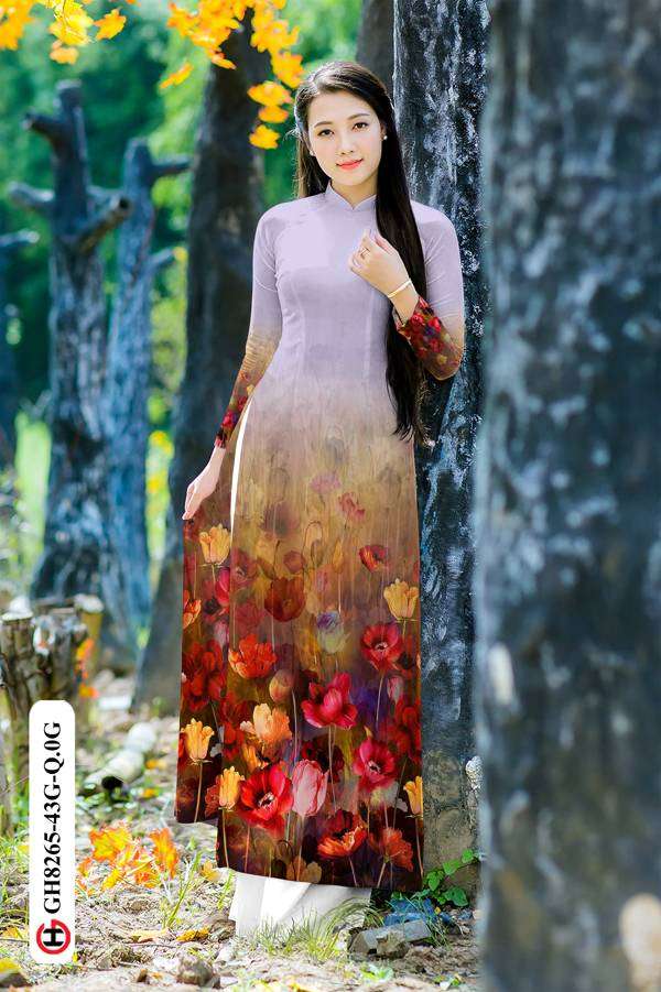 Vải Áo Dài Hoa In 3D Độc Đáo AD GH8265