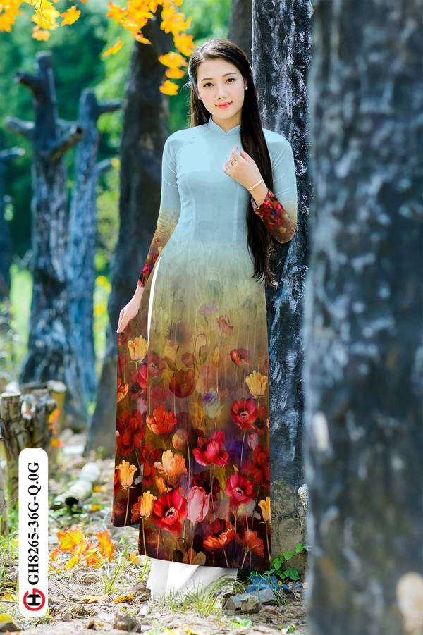 Vải Áo Dài Hoa In 3D Độc Đáo AD GH8265
