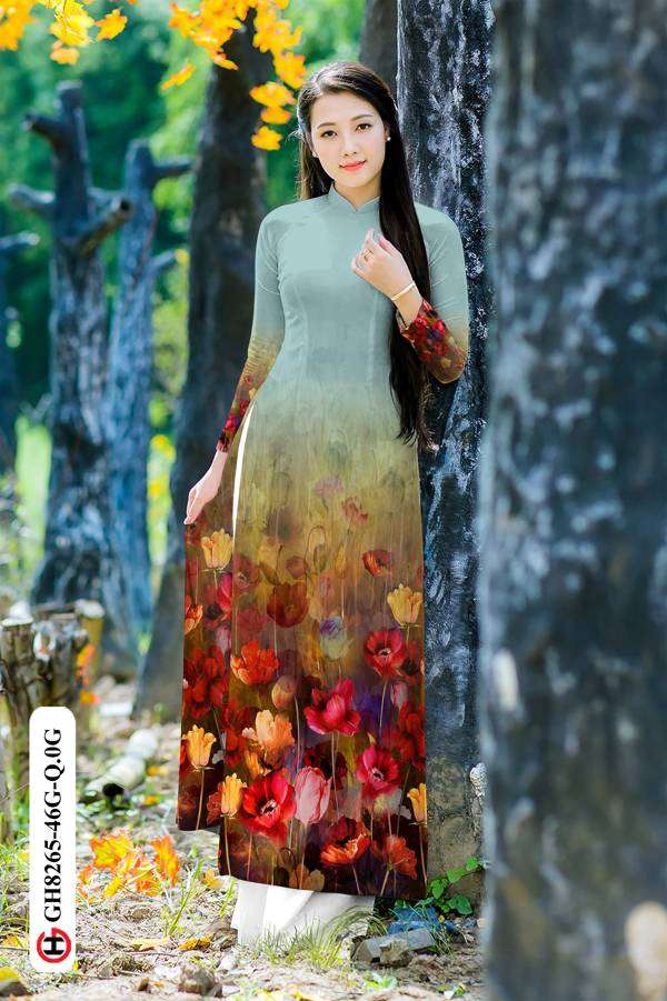 Vải Áo Dài Hoa In 3D Độc Đáo AD GH8265