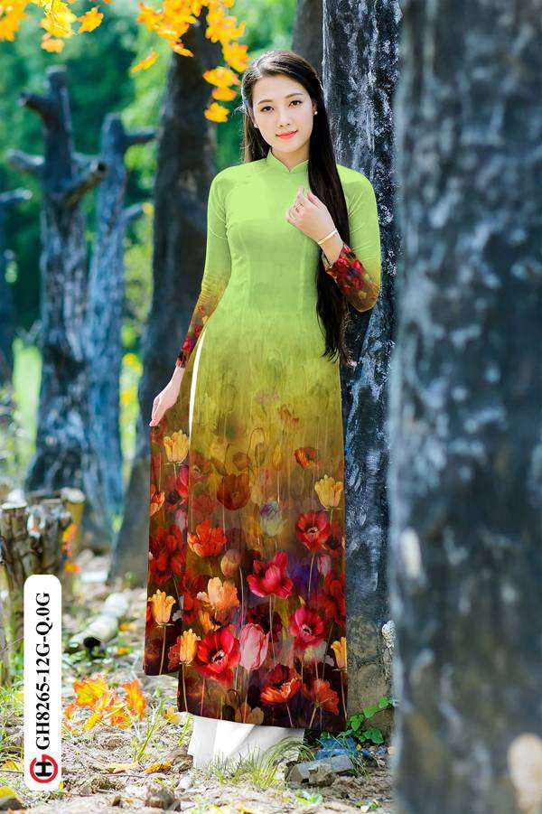 Vải Áo Dài Hoa In 3D Độc Đáo AD GH8265
