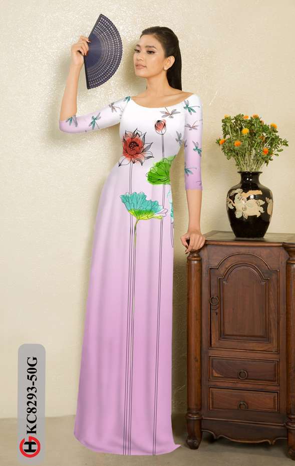 Vải Áo Dài Hoa Sen Độc Đáo AD KC8293