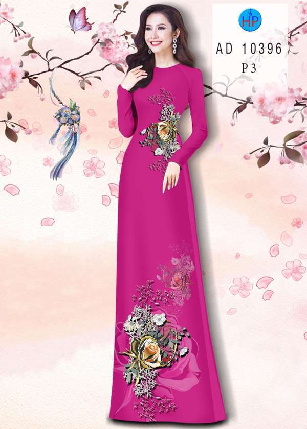 Vải Áo Dài Hoa Hồng Độc Đáo AD 10396 49 Vải Áo Dài Hoa Hồng Độc Đáo AD 10396