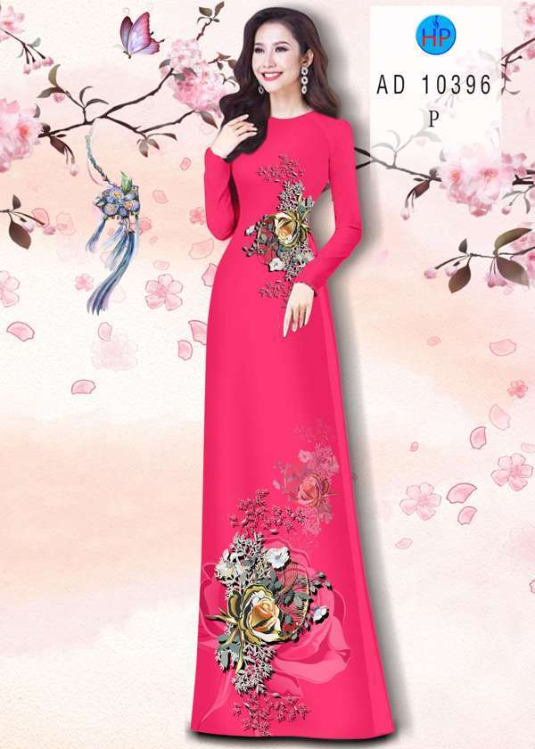 Vải Áo Dài Hoa Hồng Độc Đáo AD 10396 50 Vải Áo Dài Hoa Hồng Độc Đáo AD 10396