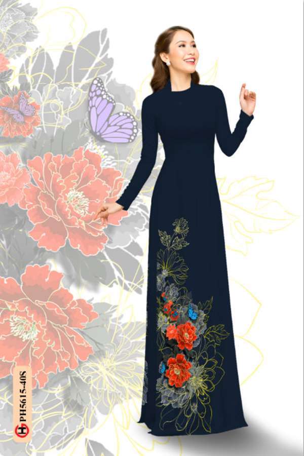 Vải Áo Dài Hoa In 3D Kiểu Mới AD PH5615 35 Vải Áo Dài Hoa In 3D Kiểu Mới AD PH5615