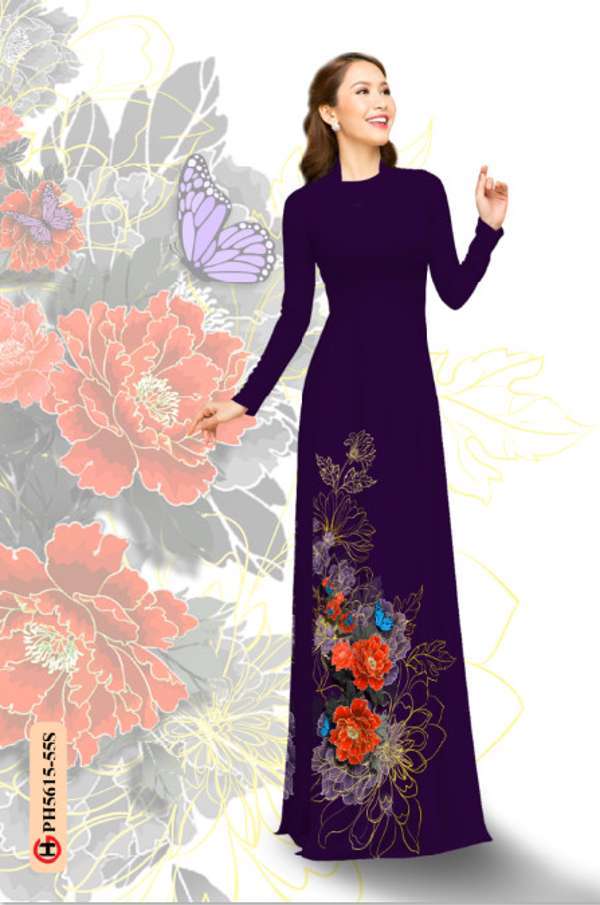 Vải Áo Dài Hoa In 3D Kiểu Mới AD PH5615 34 Vải Áo Dài Hoa In 3D Kiểu Mới AD PH5615