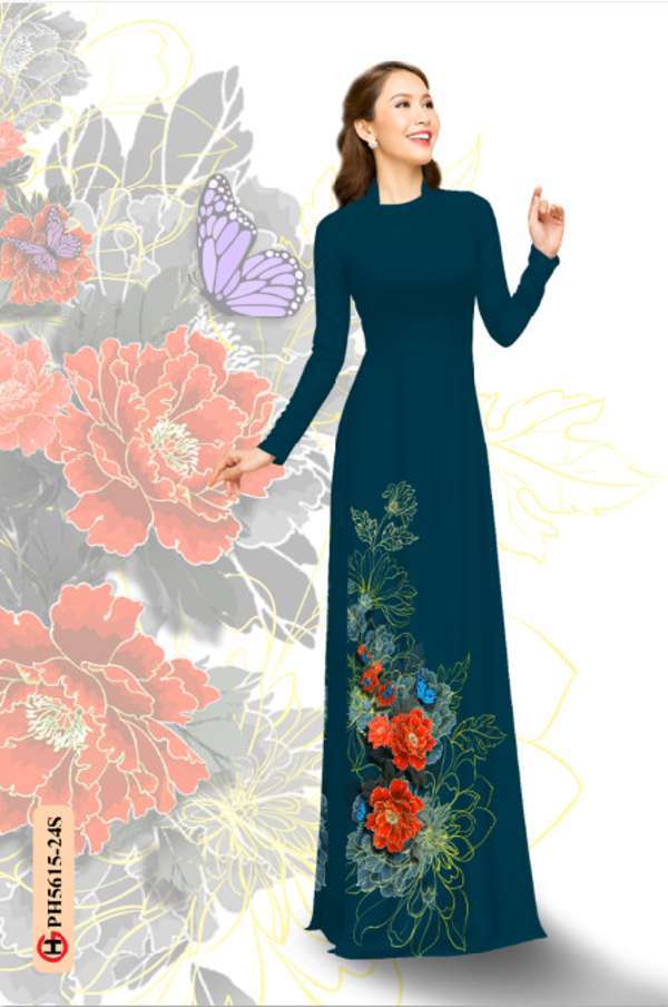 Vải Áo Dài Hoa In 3D Kiểu Mới AD PH5615 37 Vải Áo Dài Hoa In 3D Kiểu Mới AD PH5615