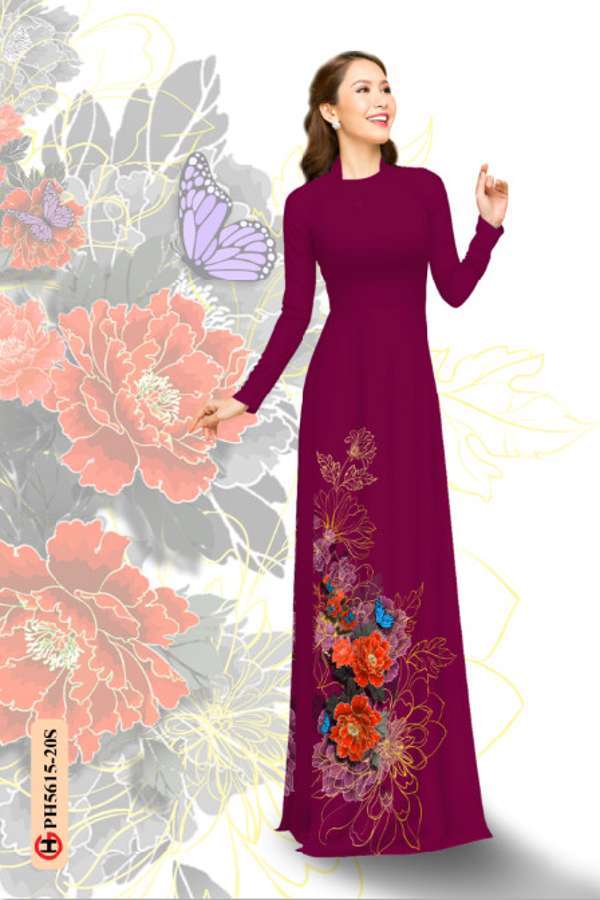 Vải Áo Dài Hoa In 3D Kiểu Mới AD PH5615 38 Vải Áo Dài Hoa In 3D Kiểu Mới AD PH5615