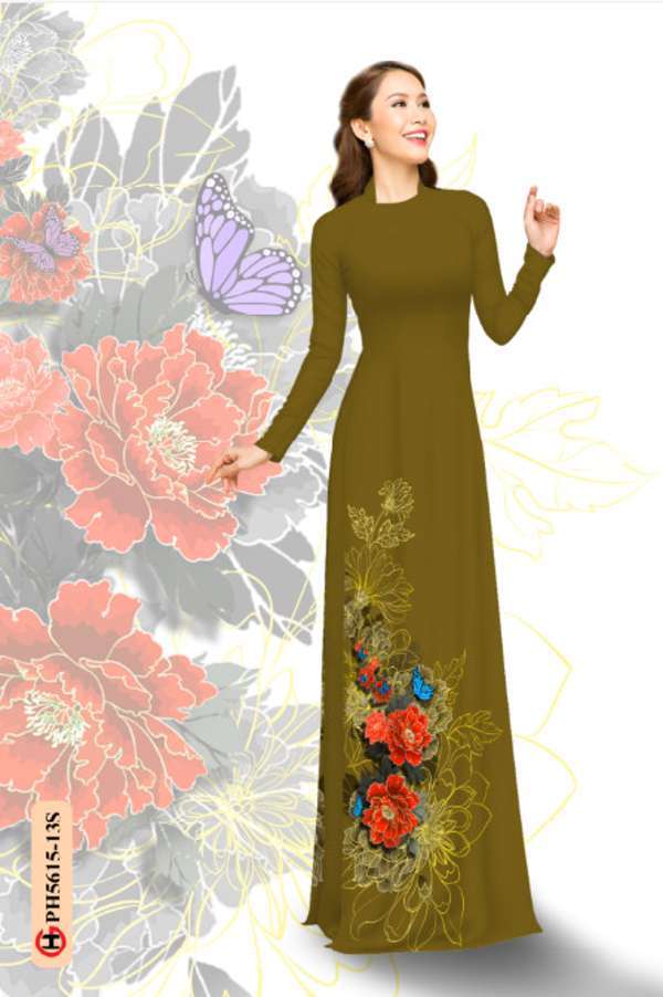 Vải Áo Dài Hoa In 3D Kiểu Mới AD PH5615 39 Vải Áo Dài Hoa In 3D Kiểu Mới AD PH5615