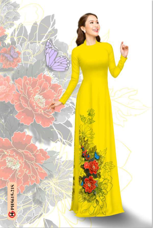 Vải Áo Dài Hoa In 3D Kiểu Mới AD PH5615 41 Vải Áo Dài Hoa In 3D Kiểu Mới AD PH5615