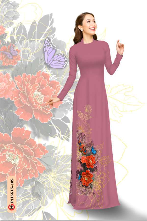 Vải Áo Dài Hoa In 3D Kiểu Mới AD PH5615 42 Vải Áo Dài Hoa In 3D Kiểu Mới AD PH5615