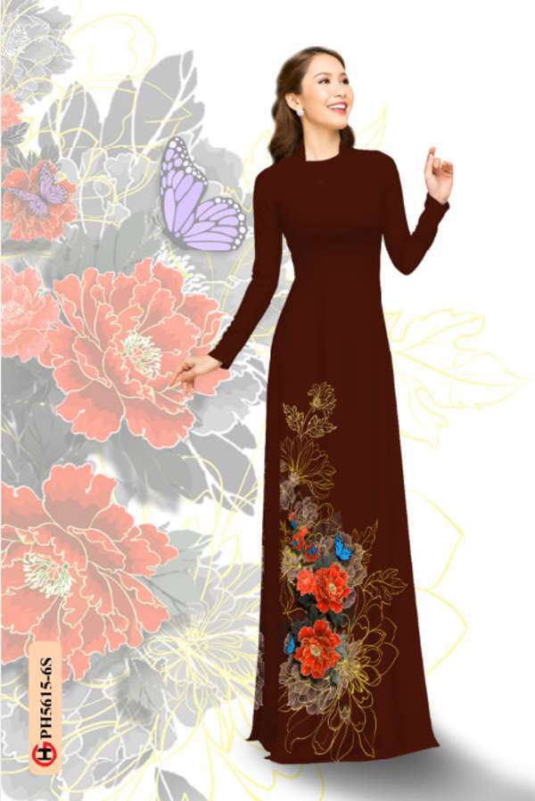 Vải Áo Dài Hoa In 3D Kiểu Mới AD PH5615 43 Vải Áo Dài Hoa In 3D Kiểu Mới AD PH5615