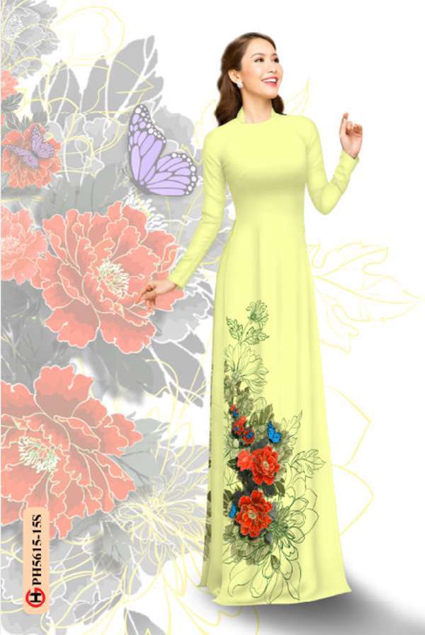 Vải Áo Dài Hoa In 3D Kiểu Mới AD PH5615 40 Vải Áo Dài Hoa In 3D Kiểu Mới AD PH5615