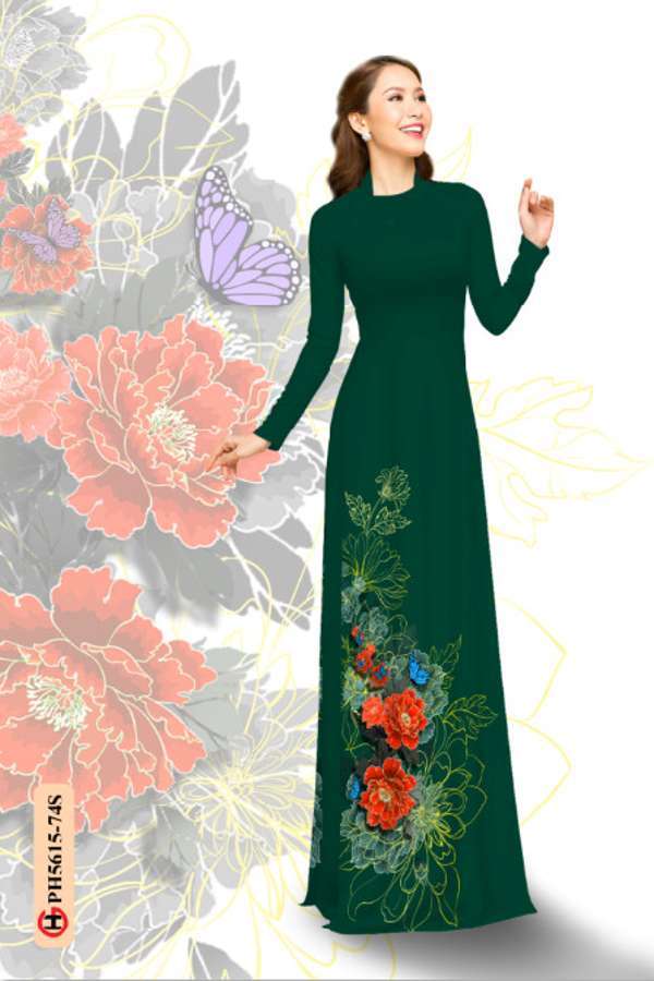 Vải Áo Dài Hoa In 3D Kiểu Mới AD PH5615 45 Vải Áo Dài Hoa In 3D Kiểu Mới AD PH5615