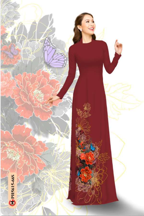 Vải Áo Dài Hoa In 3D Kiểu Mới AD PH5615 46 Vải Áo Dài Hoa In 3D Kiểu Mới AD PH5615