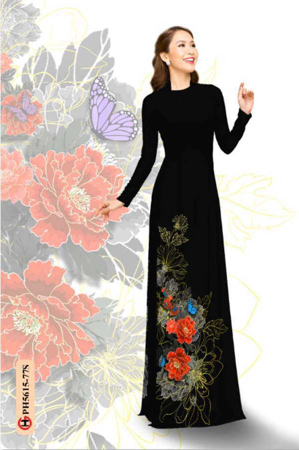 Vải Áo Dài Hoa In 3D Kiểu Mới AD PH5615 44 Vải Áo Dài Hoa In 3D Kiểu Mới AD PH5615