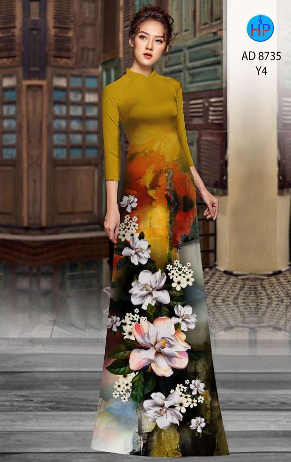 Vải Áo Dài Hoa In 3D Độc Đáo AD 8735 39 Vải Áo Dài Hoa In 3D Độc Đáo AD 8735