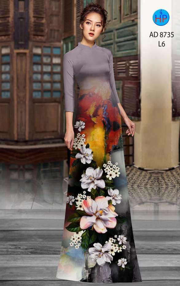 Vải Áo Dài Hoa In 3D Độc Đáo AD 8735 42 Vải Áo Dài Hoa In 3D Độc Đáo AD 8735
