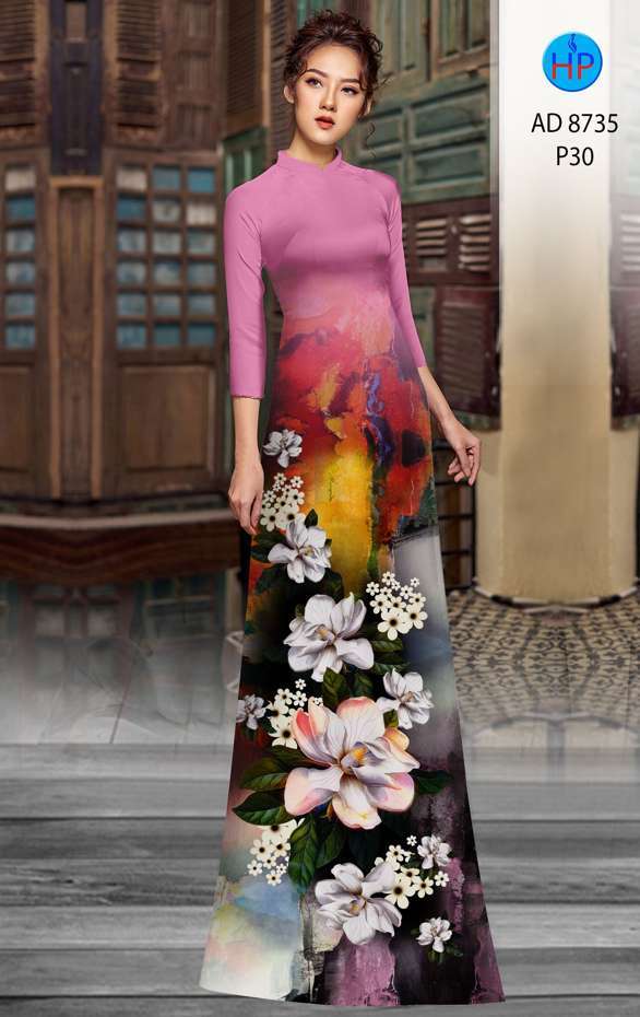 Vải Áo Dài Hoa In 3D Độc Đáo AD 8735 41 Vải Áo Dài Hoa In 3D Độc Đáo AD 8735