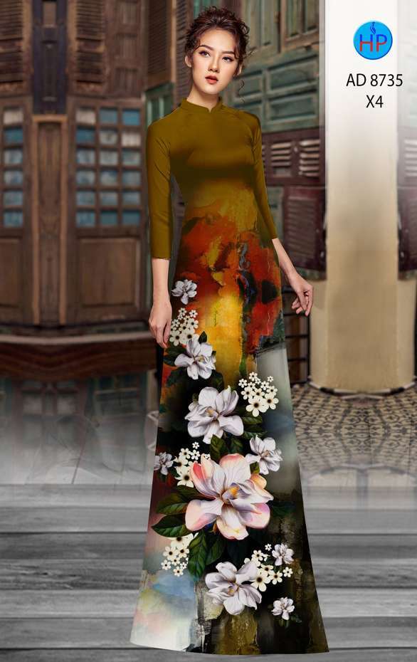 Vải Áo Dài Hoa In 3D Độc Đáo AD 8735 47 Vải Áo Dài Hoa In 3D Độc Đáo AD 8735