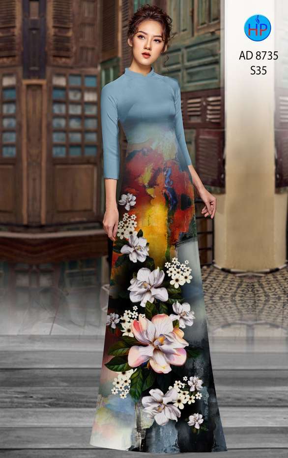 Vải Áo Dài Hoa In 3D Độc Đáo AD 8735 46 Vải Áo Dài Hoa In 3D Độc Đáo AD 8735