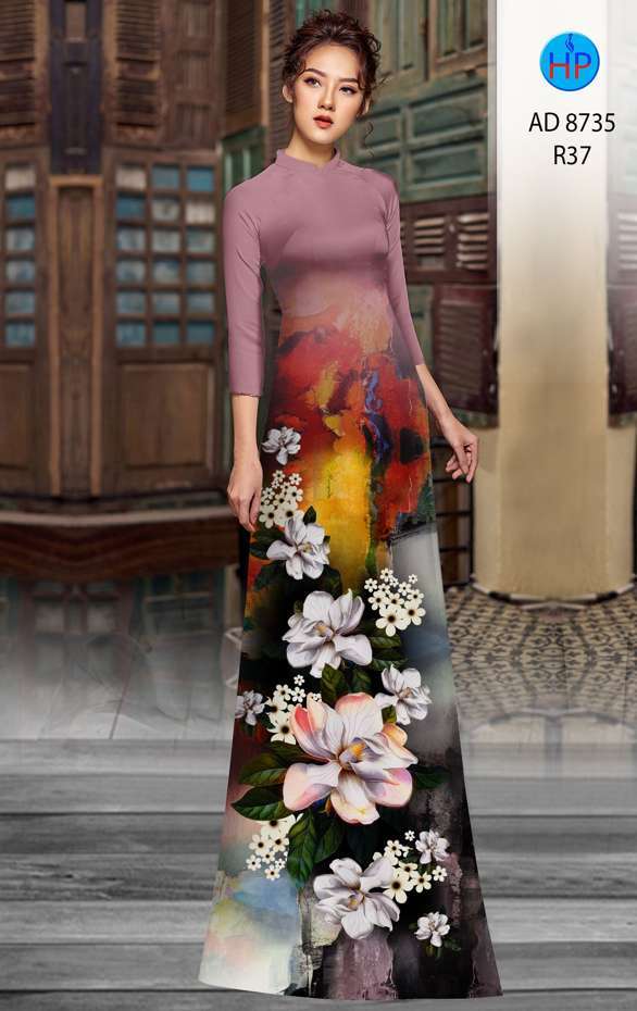 Vải Áo Dài Hoa In 3D Độc Đáo AD 8735 44 Vải Áo Dài Hoa In 3D Độc Đáo AD 8735