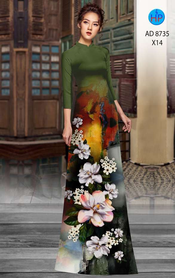 Vải Áo Dài Hoa In 3D Độc Đáo AD 8735 48 Vải Áo Dài Hoa In 3D Độc Đáo AD 8735