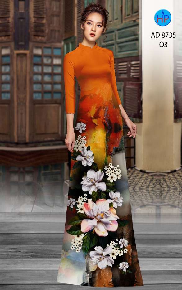 Vải Áo Dài Hoa In 3D Độc Đáo AD 8735 49 Vải Áo Dài Hoa In 3D Độc Đáo AD 8735