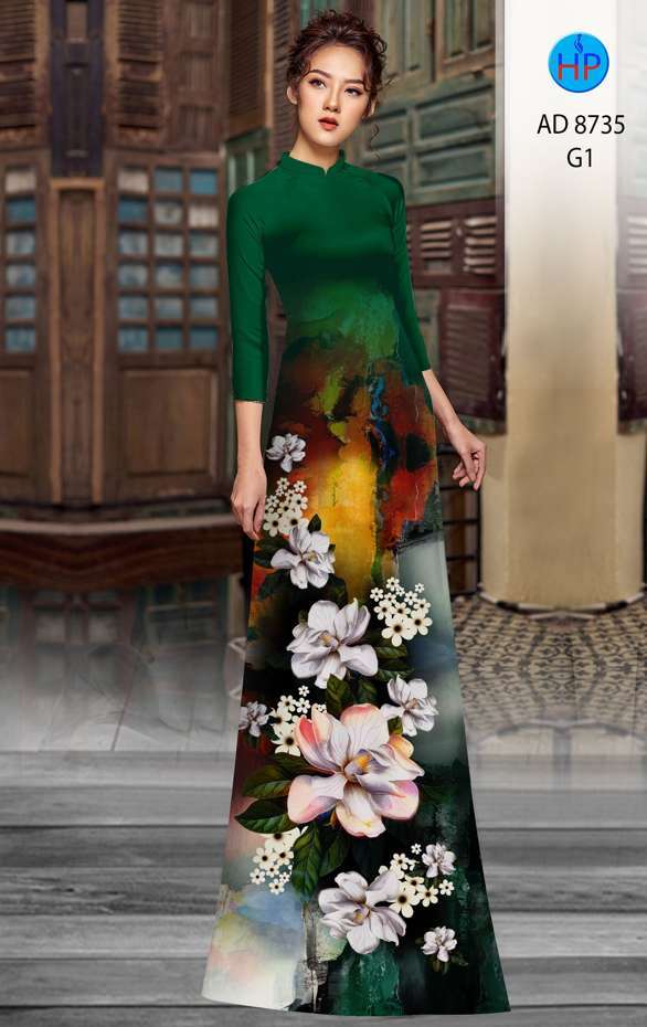 Vải Áo Dài Hoa In 3D Độc Đáo AD 8735 54 Vải Áo Dài Hoa In 3D Độc Đáo AD 8735