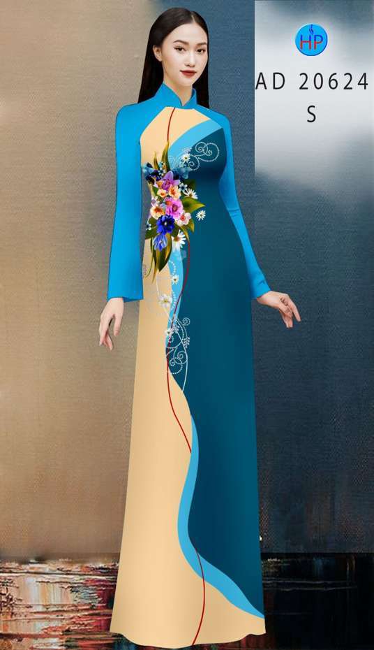 Vải Áo Dài Hoa In 3D Độc Đáo AD 20624 41 Vải Áo Dài Hoa In 3D Độc Đáo AD 20624