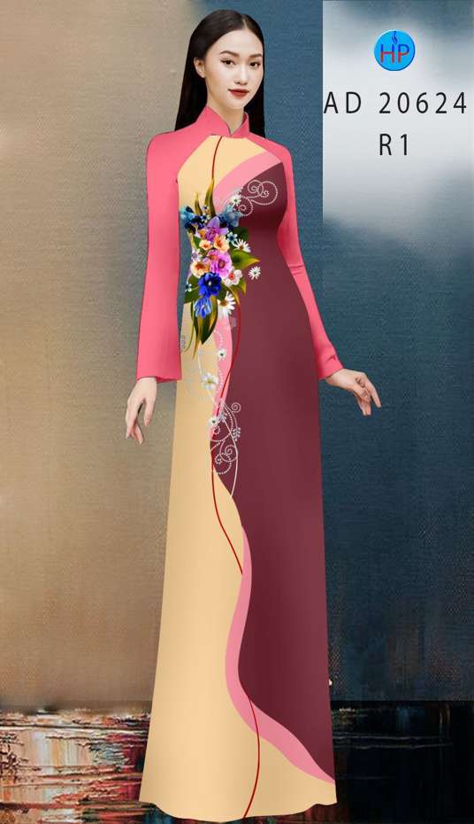Vải Áo Dài Hoa In 3D Độc Đáo AD 20624 40 Vải Áo Dài Hoa In 3D Độc Đáo AD 20624