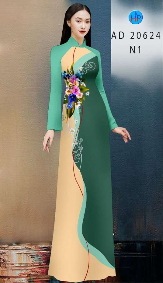 Vải Áo Dài Hoa In 3D Độc Đáo AD 20624 43 Vải Áo Dài Hoa In 3D Độc Đáo AD 20624