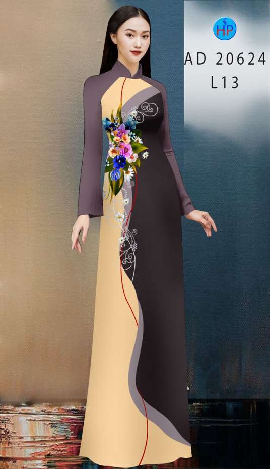 Vải Áo Dài Hoa In 3D Độc Đáo AD 20624 42 Vải Áo Dài Hoa In 3D Độc Đáo AD 20624