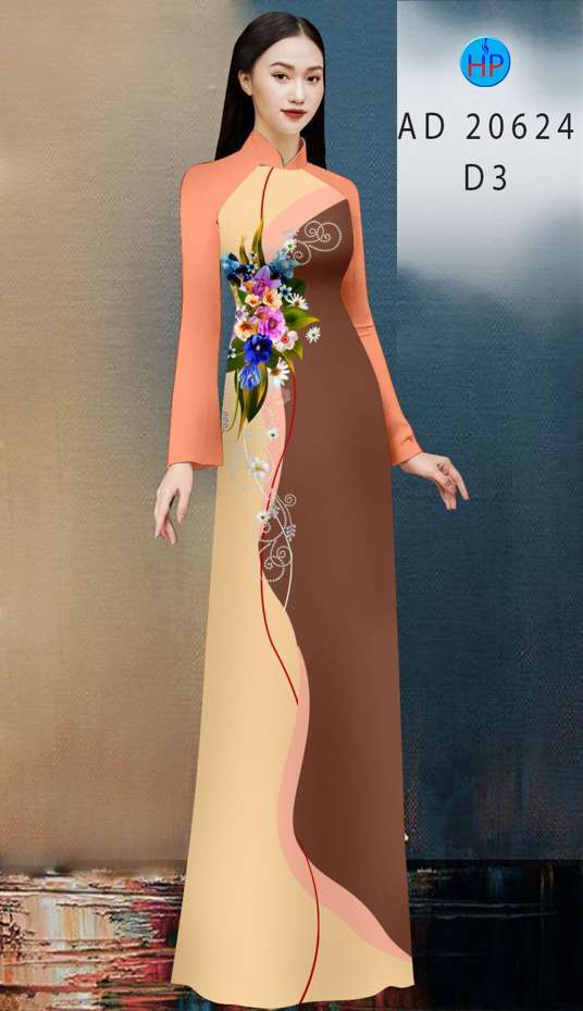 Vải Áo Dài Hoa In 3D Độc Đáo AD 20624 47 Vải Áo Dài Hoa In 3D Độc Đáo AD 20624