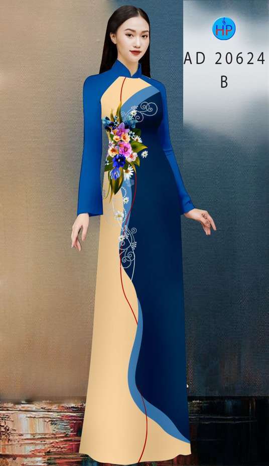 Vải Áo Dài Hoa In 3D Độc Đáo AD 20624 48 Vải Áo Dài Hoa In 3D Độc Đáo AD 20624