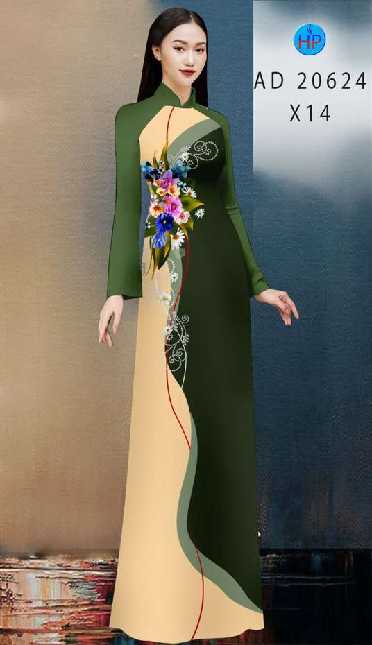 Vải Áo Dài Hoa In 3D Độc Đáo AD 20624 50 Vải Áo Dài Hoa In 3D Độc Đáo AD 20624