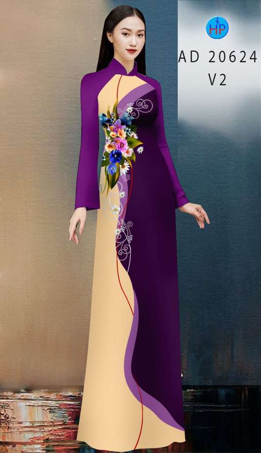 Vải Áo Dài Hoa In 3D Độc Đáo AD 20624 49 Vải Áo Dài Hoa In 3D Độc Đáo AD 20624