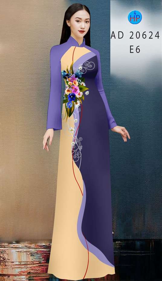 Vải Áo Dài Hoa In 3D Độc Đáo AD 20624 51 Vải Áo Dài Hoa In 3D Độc Đáo AD 20624