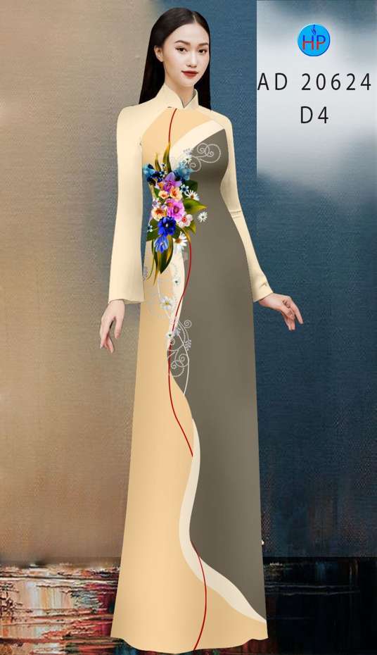 Vải Áo Dài Hoa In 3D Độc Đáo AD 20624 54 Vải Áo Dài Hoa In 3D Độc Đáo AD 20624