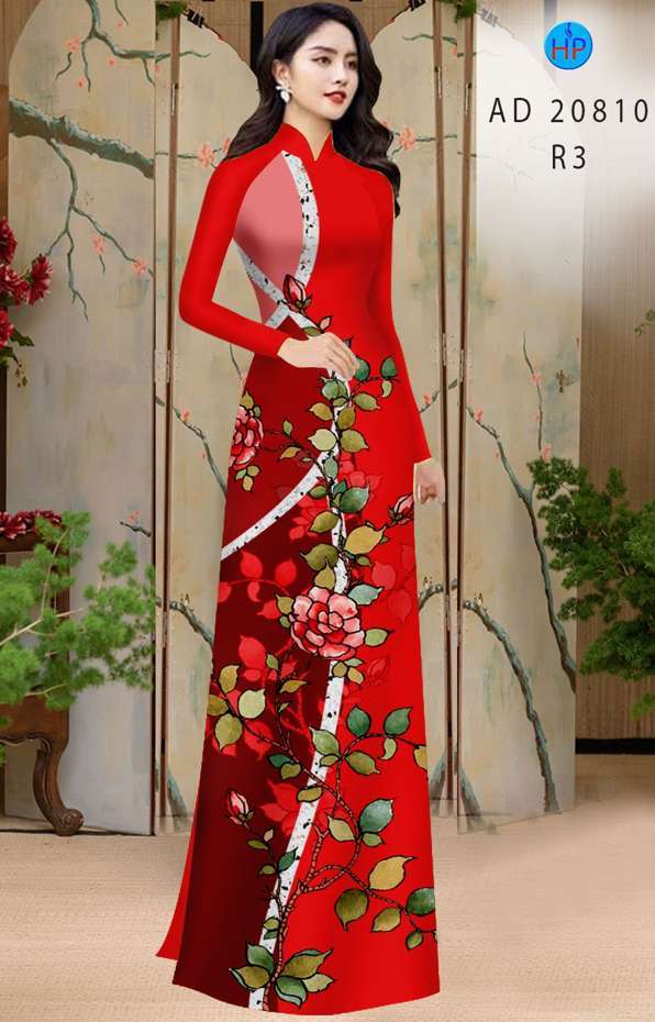 Vải Áo Dài Hoa Hồng Độc Đáo AD 20810 44 Vải Áo Dài Hoa Hồng Độc Đáo AD 20810