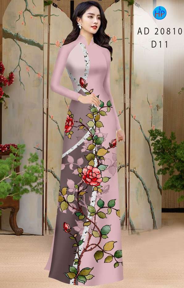 Vải Áo Dài Hoa Hồng Độc Đáo AD 20810 50 Vải Áo Dài Hoa Hồng Độc Đáo AD 20810