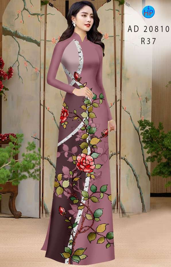 Vải Áo Dài Hoa Hồng Độc Đáo AD 20810 47 Vải Áo Dài Hoa Hồng Độc Đáo AD 20810