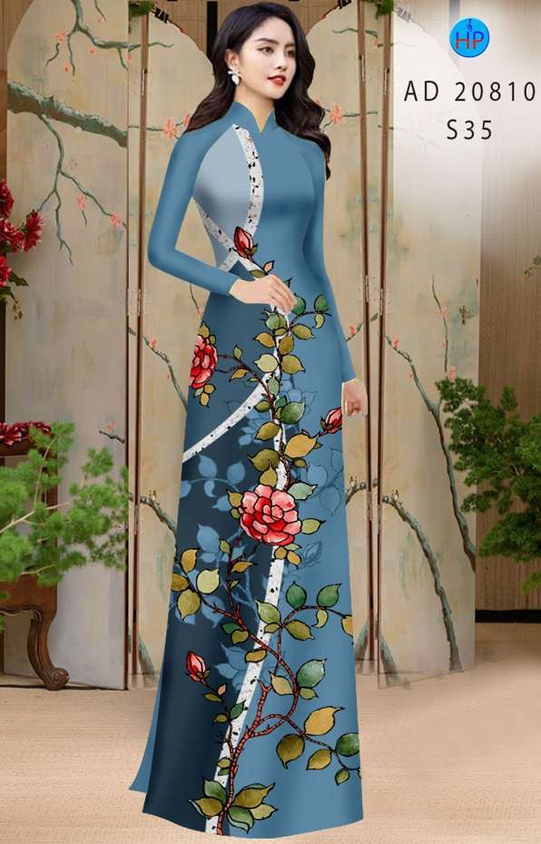 Vải Áo Dài Hoa Hồng Độc Đáo AD 20810 46 Vải Áo Dài Hoa Hồng Độc Đáo AD 20810