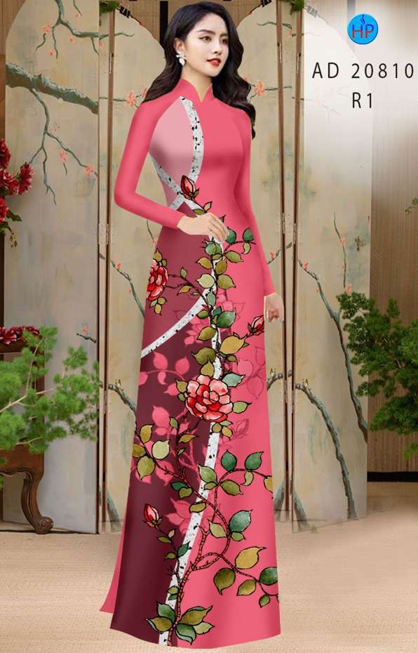 Vải Áo Dài Hoa Hồng Độc Đáo AD 20810 52 Vải Áo Dài Hoa Hồng Độc Đáo AD 20810