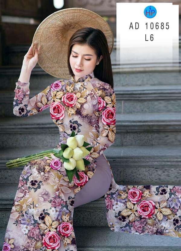 Vải Áo Dài Hoa Hồng Mới Ra AD 10685 52 Vải Áo Dài Hoa Hồng Mới Ra AD 10685